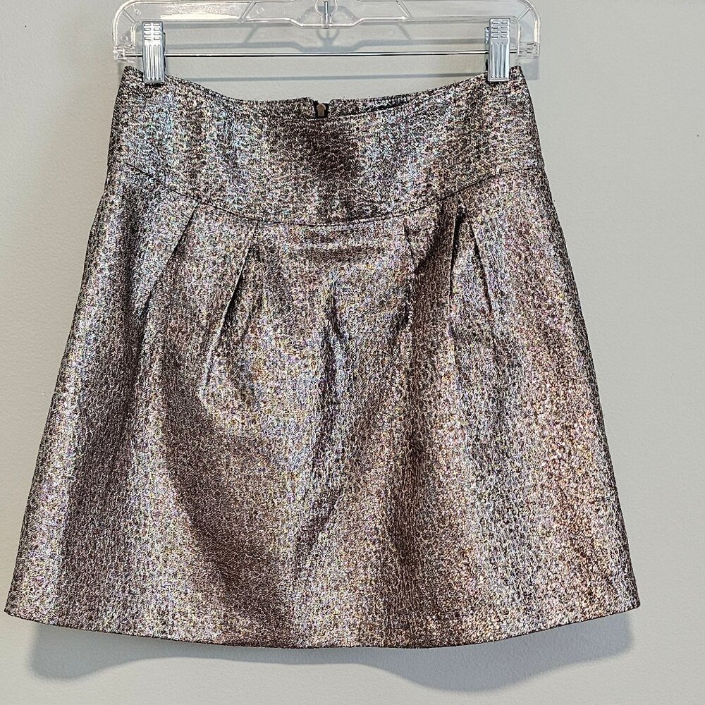 Metallic Mini Skirt with Zipper Closure, Medium